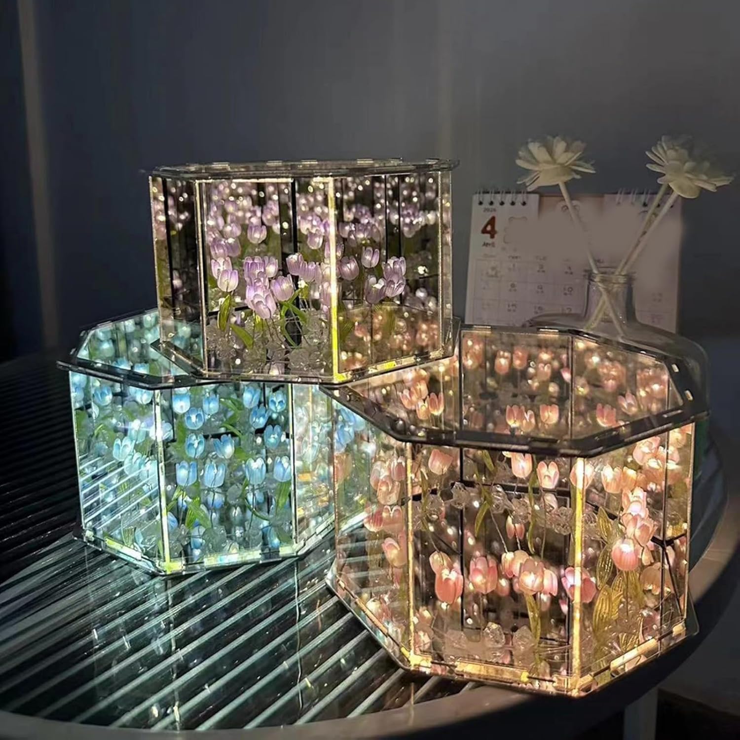 Lampara De Tulipanes Infinitos Octagonal